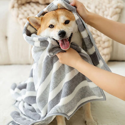 Dog Drying Coat Bathrobe Soft Thickened Quick-Drying Bath Towel Adjustable Belly Band Robe Towel for Dog Cat Bath Accessories