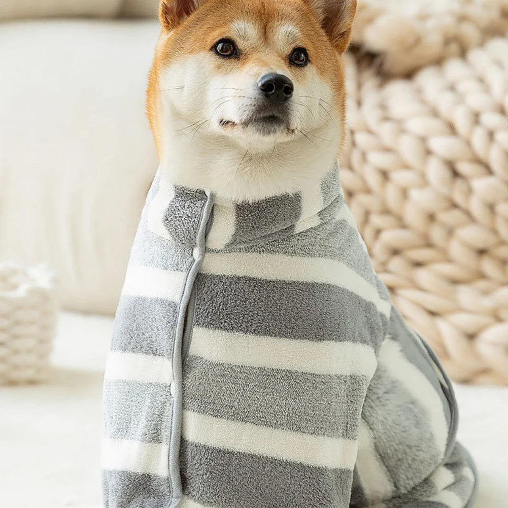 Dog Drying Coat Bathrobe Soft Thickened Quick-Drying Bath Towel Adjustable Belly Band Robe Towel for Dog Cat Bath Accessories