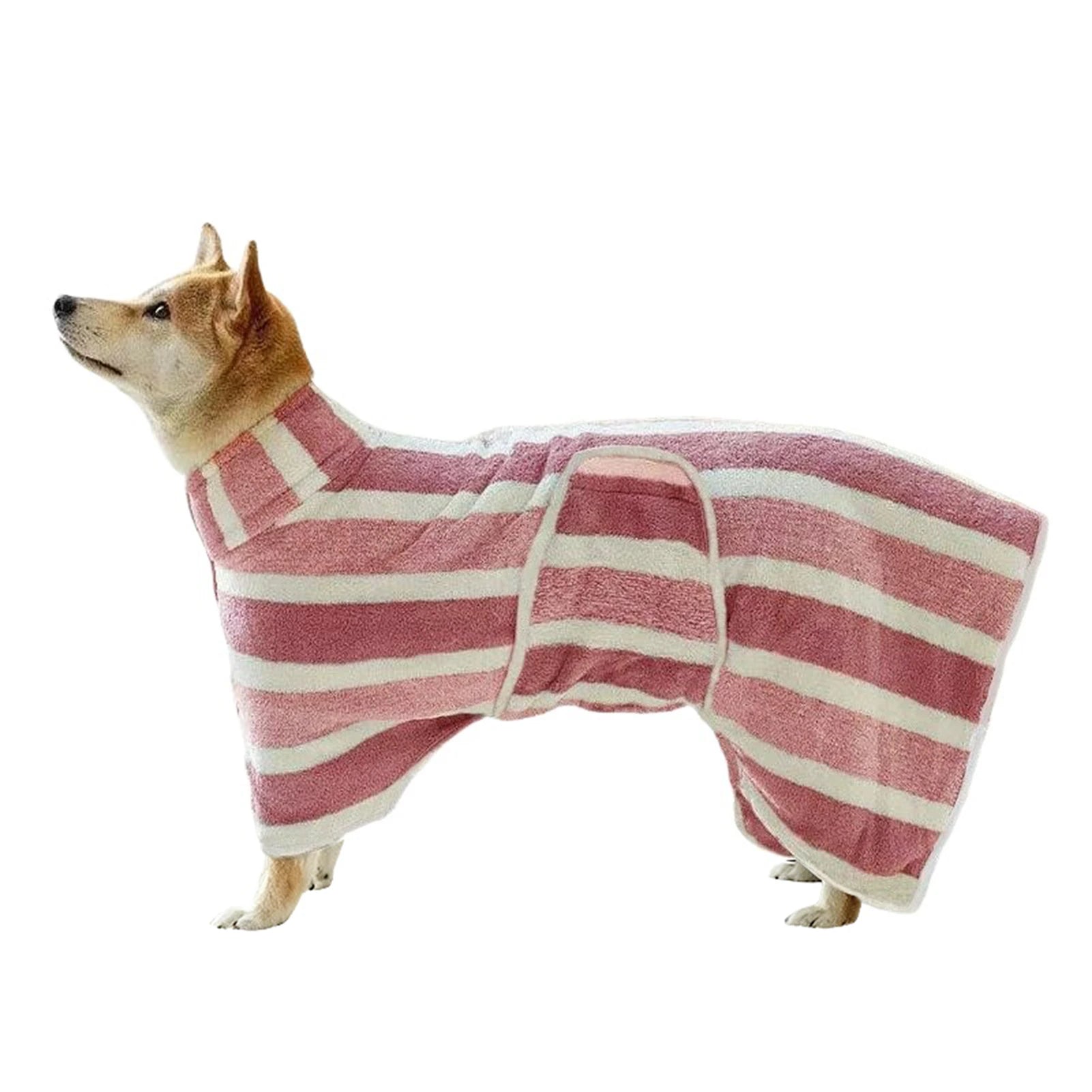 Dog Drying Coat Bathrobe Soft Thickened Quick-Drying Bath Towel Adjustable Belly Band Robe Towel for Dog Cat Bath Accessories