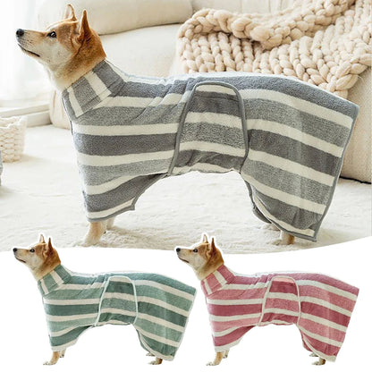 Dog Drying Coat Bathrobe Soft Thickened Quick-Drying Bath Towel Adjustable Belly Band Robe Towel for Dog Cat Bath Accessories